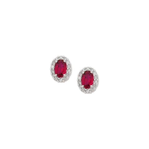 Orecchini In Oro Bianco 18 Kt Con Rubini Lugano Gioielli