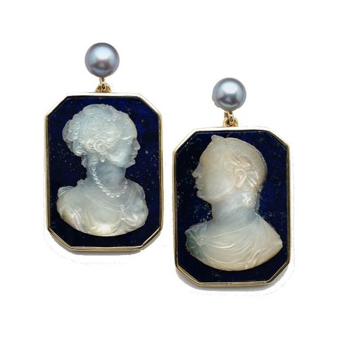Orecchini Con Lapis E Madreperla Vintage Lugano