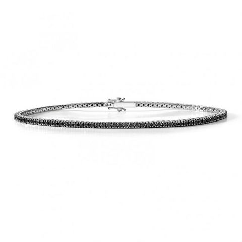 Bracciale tennis in oro bianco 18 kt diamanti neri