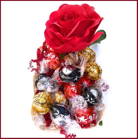 Praline latte lindor elegante scatola a forma di cuore rosso