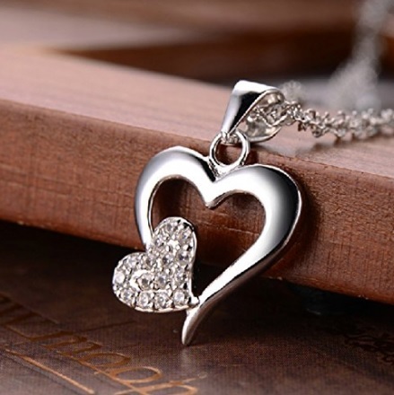 Collana Con Cuore In Argento E Platino San Valentino