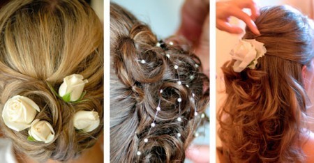 Acconciatura di capelli per spose con vari decori