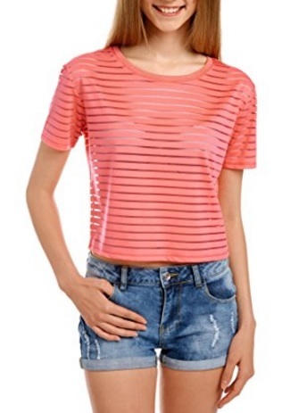 Maglietta Top A Strisce Con Colori Fosforescenti
