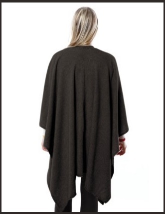 Poncho da donna nero cashmere morbido