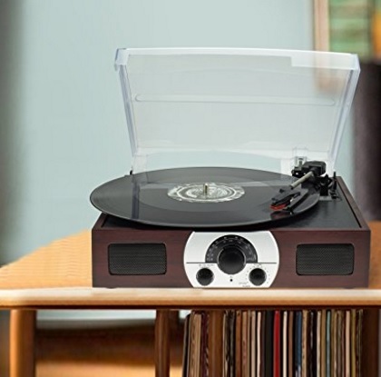 Giradischi Moderno Con Stereo E Altoparlanti In Legno