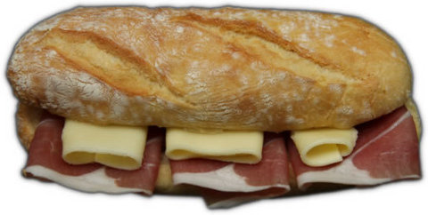 Ciabatta con prosciutto crudo e formaggio