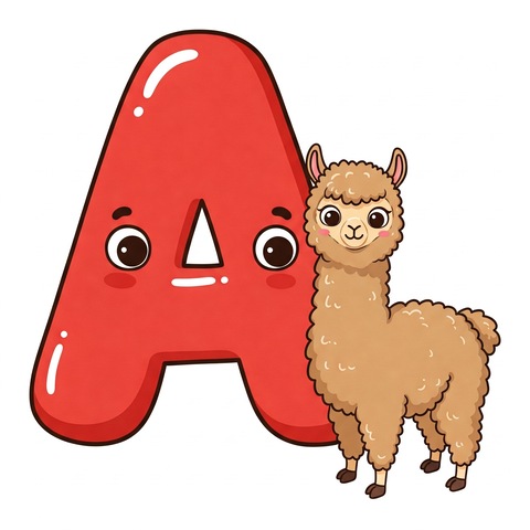 Adesivo da stampare gratis lettera a con alpaca