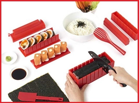 Principianti Feste Kit Sushi Famiglia Fai da Te 10 Pezzi Set Sushi Adatto per gli Amanti del Sushi Bambini Sushi Making Kit Varie Forme di Sushi Maker Kit 