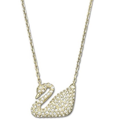 Ciondolo swarovski donna, placcato oro cigno