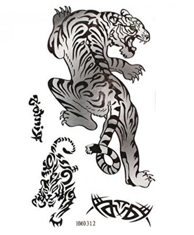 Tatuaggio a forma di tigre bianco e nero