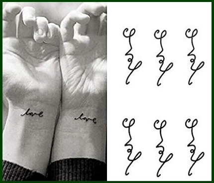 Tattoo temporanei scritte love | Grandi Sconti | Tatuaggi temporanei