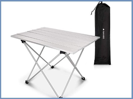 Wiltec Tavolino da Campeggio Arrotolabile in Alluminio con ripiano da 70x69 cm e Borsa per Il Trasporto. 