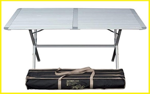 Wiltec Tavolino da Campeggio Arrotolabile in Alluminio con ripiano da 70x69 cm e Borsa per Il Trasporto. 