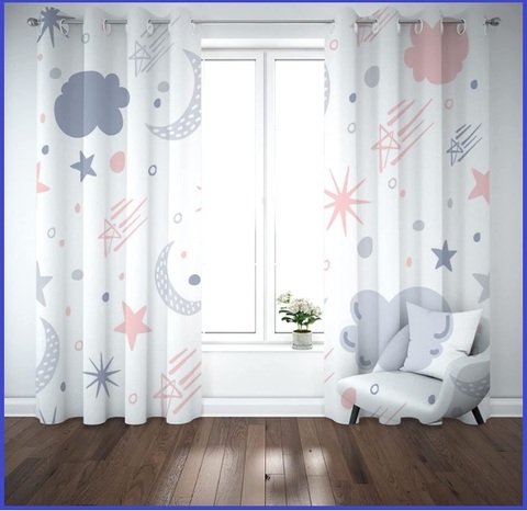 trattamento per finestra con paillette colore: rosa Veemoon romantica soggiorno camera da letto con stelle e foglie per bambini 100 x 200 cm Tenda in voile per finestra 