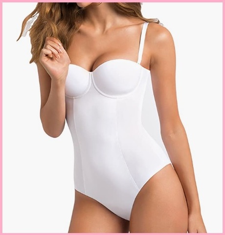 Body intimo bianco contenitivo con spalline