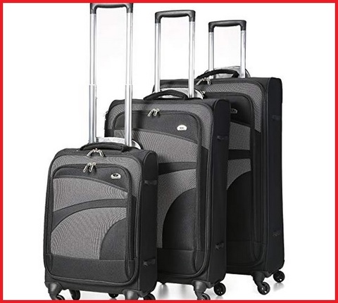 Aerolite leggera in ABS rigida 4 Ruote Spinner Valigia 3 pezzi set di bagagli 