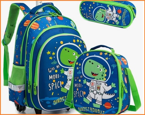 Zaino verde scuola trolley per bambino