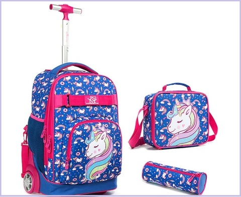 Zaino scuola trolley bambina a tre ruote